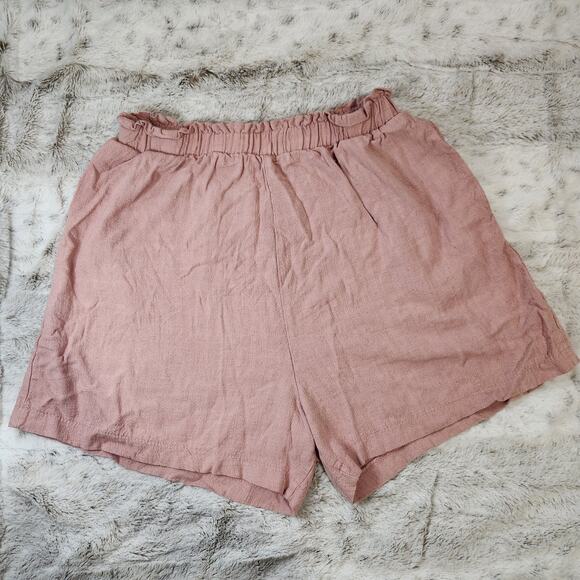 Sozy Light Pink Chic and Effortless Lacey Linen Rayon Blend Shorts Size M - Picture 2 of 4